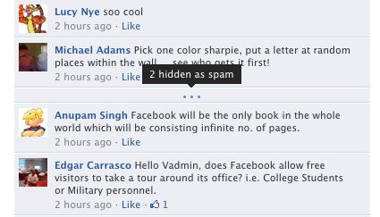 Facebook hozzászólás spam-nek jelölés