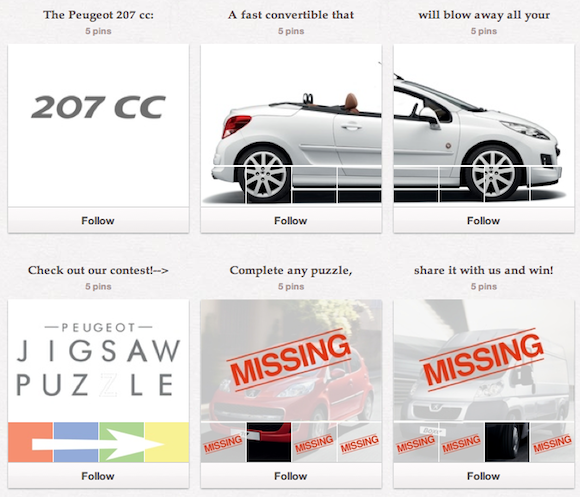 Peugeot pinterest kampány