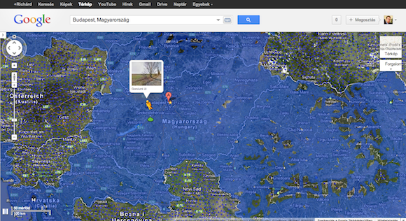 A kék vonalak mind a Google Streetview autói által bejárt útvonalat mutatják. Magyarország elég jól le van fedve.