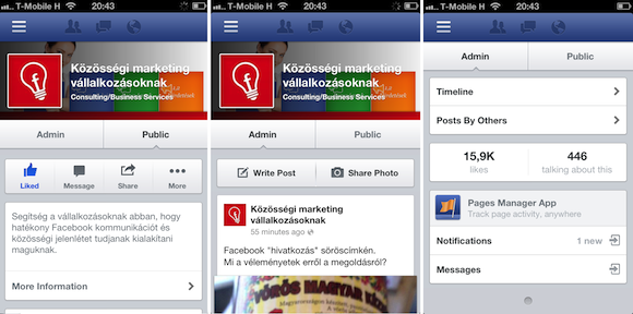 Facebook oldal mobil megjelenés